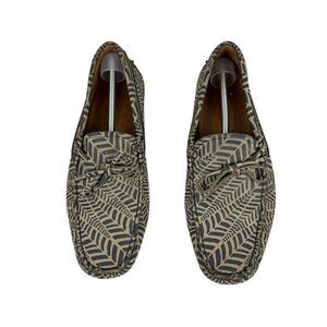 Tod's Men’s Beige and Grey Printed Leather Bow Loafers Size 7